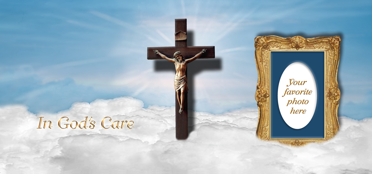 In Gods Care Clouds (Crucifix) Blue